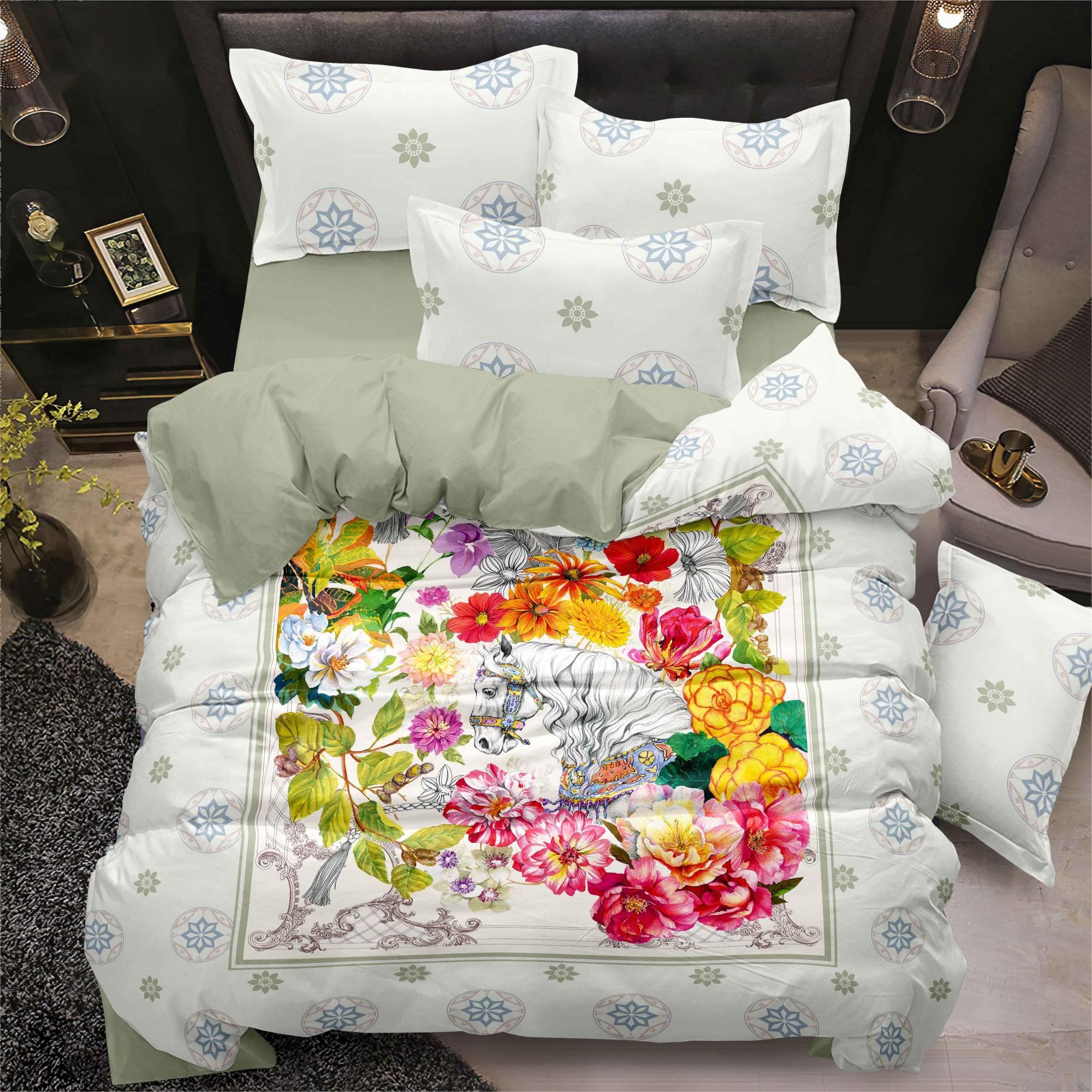 130 gsm Flower Digital Printed Bed Sheet -sarja