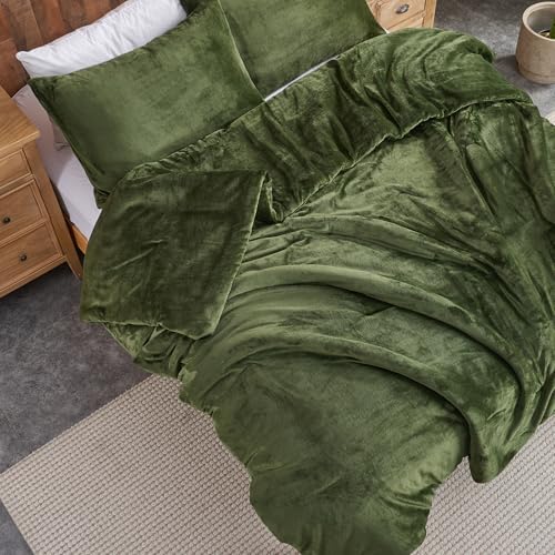 Forest Green Velvet -peittosetti – Ultrapehmeä tikattu 3-osainen vuodevaatteet
