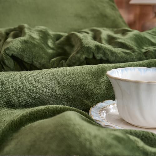 Forest Green Velvet -peittosetti – Ultrapehmeä tikattu 3-osainen vuodevaatteet